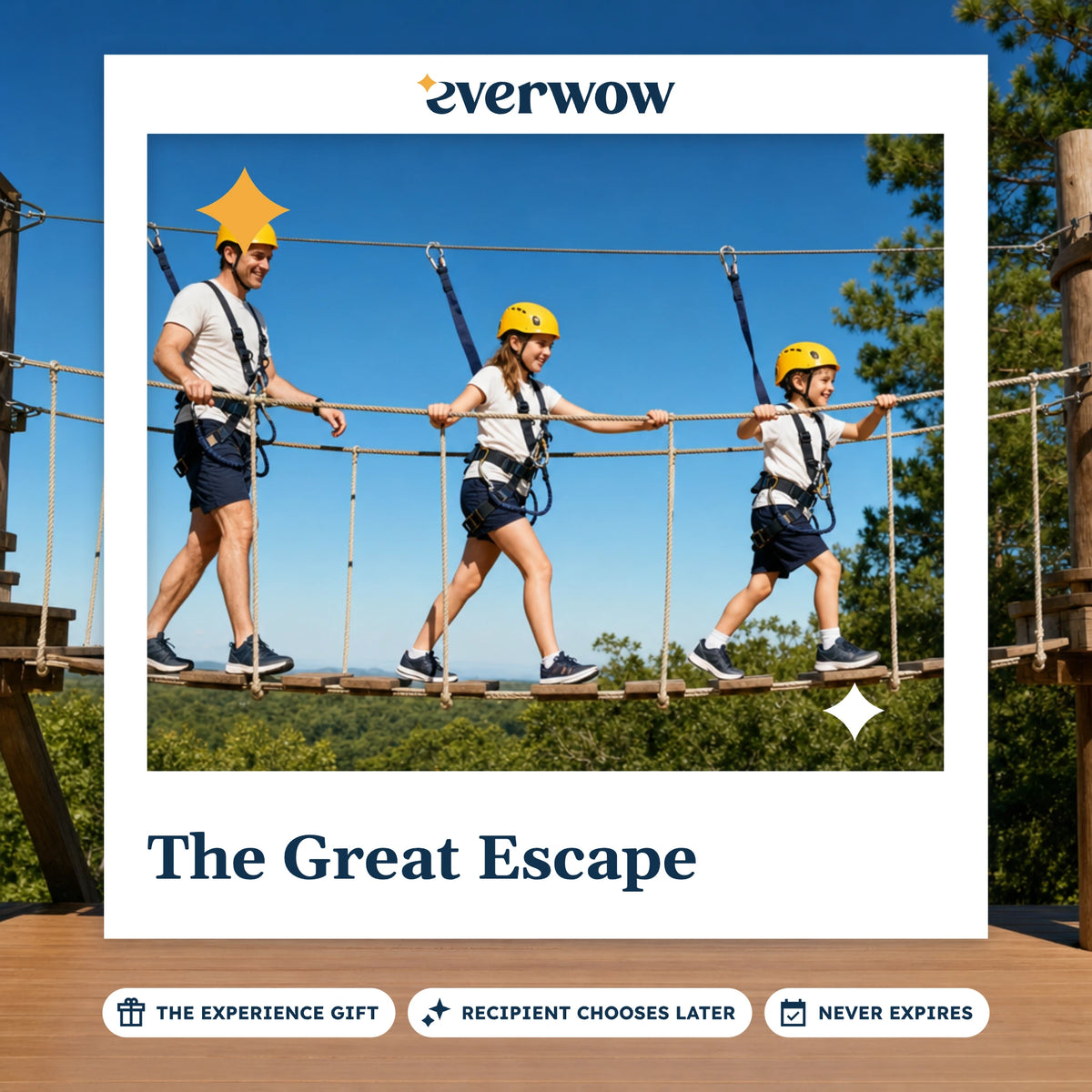 Everwow The Great Escape experience gift photo in a frame, treetop rope bridge