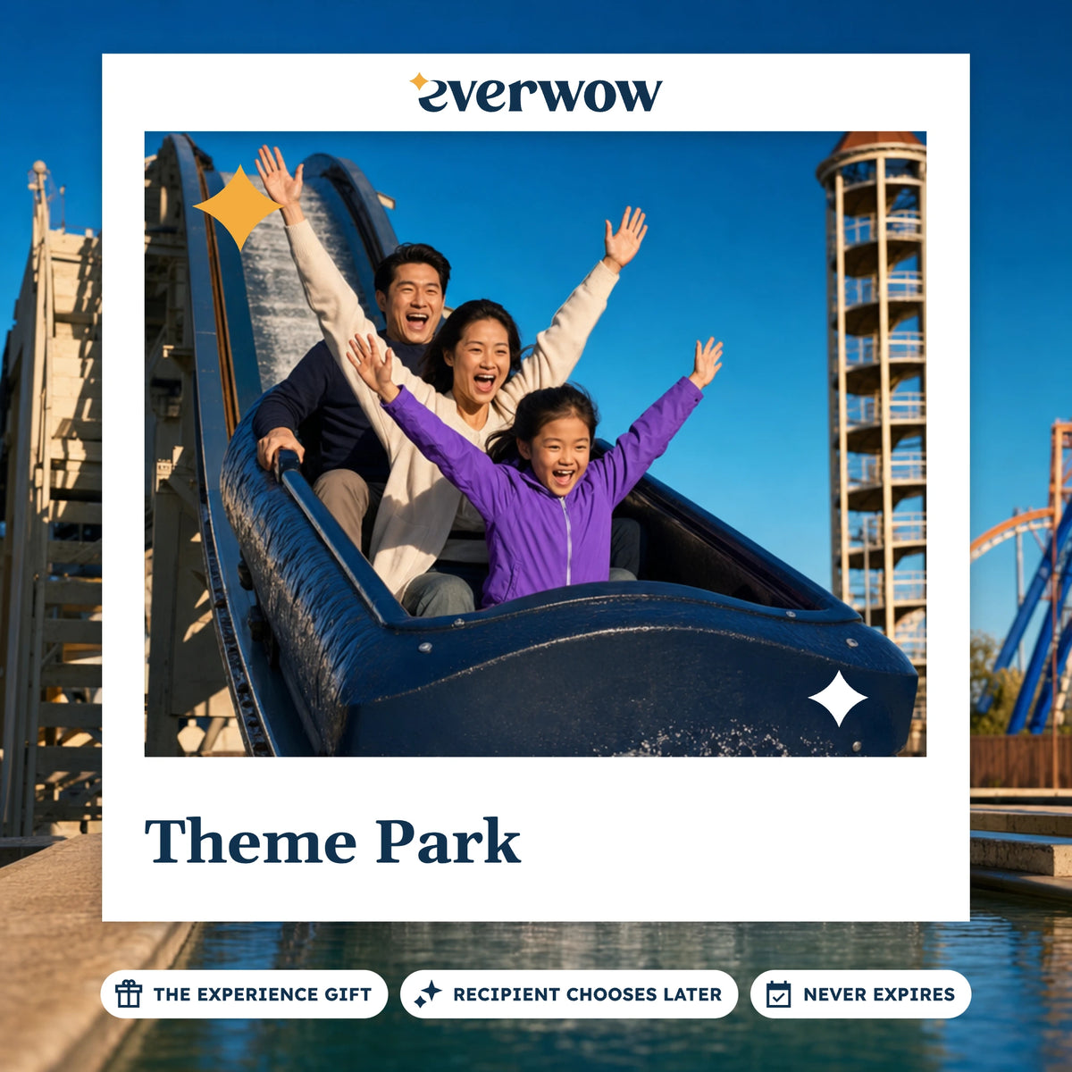 Everwow Theme Park experience gift photo in a frame, log flume drop