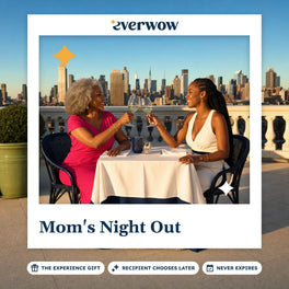 Everwow Mom's Night Out experience gift photo in a frame, rooftop dinner toast