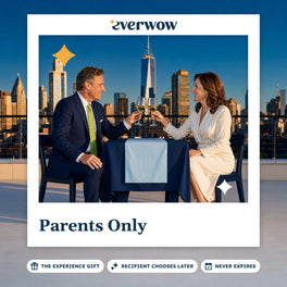 Everwow Parents Only experience gift photo in a frame, rooftop dinner toast