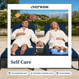 Everwow Self Care experience gift photo in a frame, couple on spa loungers