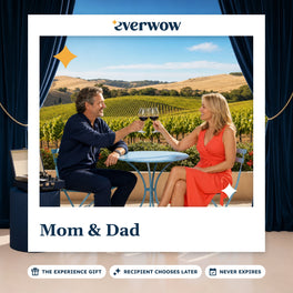 Everwow Mom & Dad experience gift photo in a frame, vineyard terrace toast