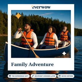 Everwow Family Adventure experience gift photo in a frame, family canoe on a lake