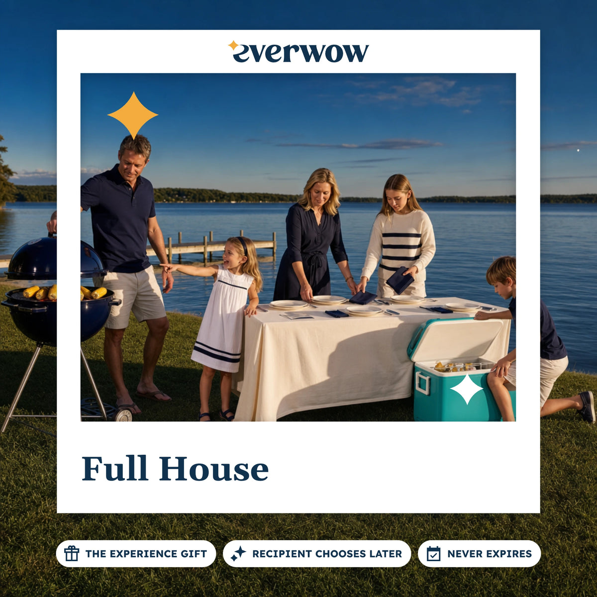 Everwow Full House experience gift photo in a frame, family lakeshore cookout
