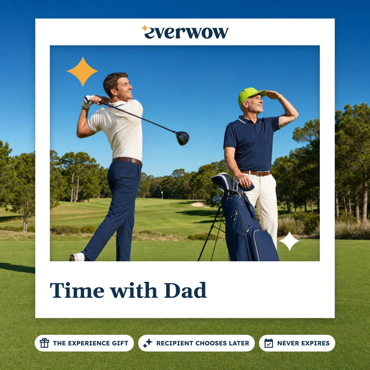 Everwow Time with Dad experience gift photo in a frame, golf round on the fairway