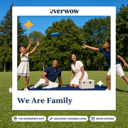 Everwow We Are Family experience gift photo in a frame, park picnic frisbee game