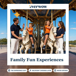 Everwow Family Fun Experiences experience gift photo in a frame, kids on a sunlit carousel