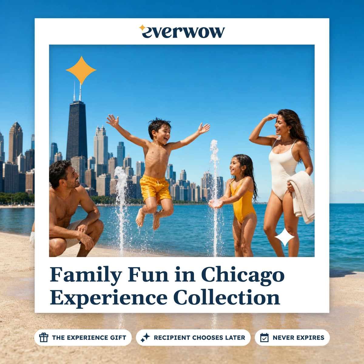 Everwow Family Fun in Chicago Experience Collection experience gift photo in a frame, beach fun on the lakefront