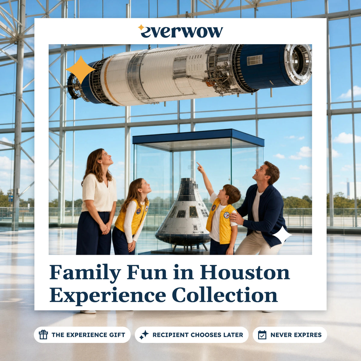 Everwow Family Fun in Houston Experience Collection experience gift photo in a frame, family at a space center