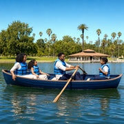 Family rowing a wooden boat on a Los Angeles park lake, Family Fun in Los Angeles Experience Collection experience gift