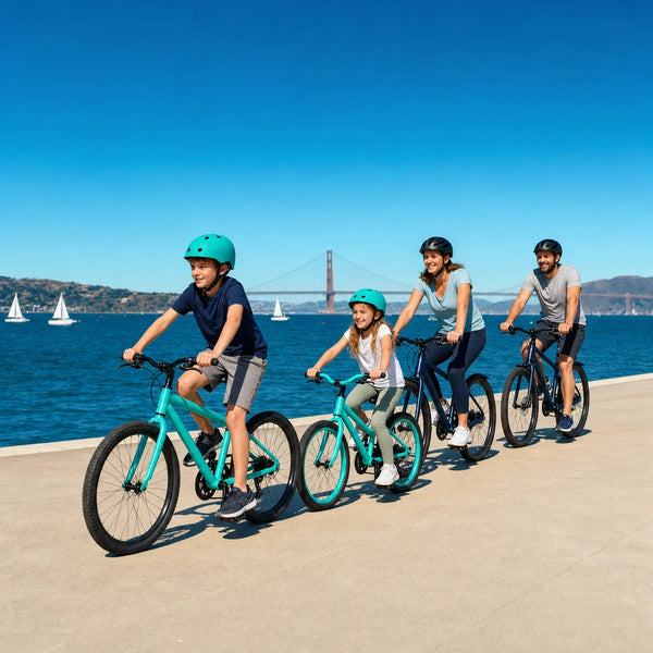 Family biking the San Francisco waterfront by the bay, Family Fun in San Francisco Experience Collection experience gift