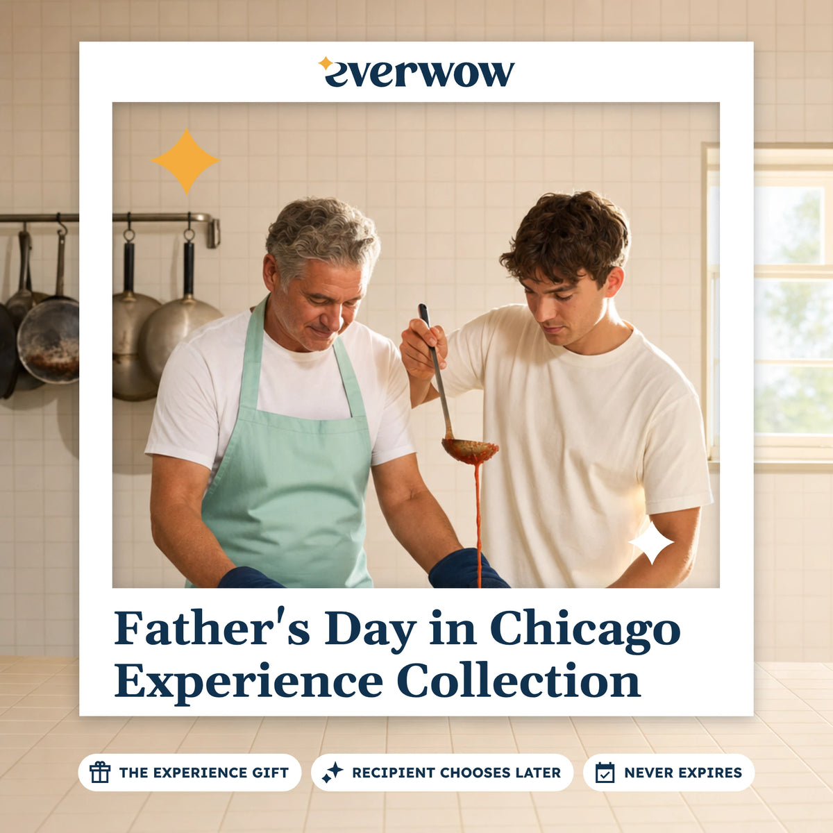 Everwow Father's Day in Chicago Experience Collection experience gift photo in a frame, making deep-dish pizza