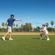 Father and son playing catch on a neighborhood ballfield, Father's Day in Los Angeles Experience Collection experience gift