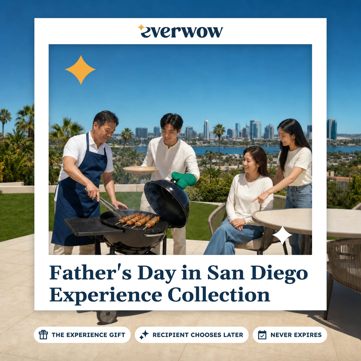 Everwow Father's Day in San Diego Experience Collection experience gift photo in a frame, family backyard cookout