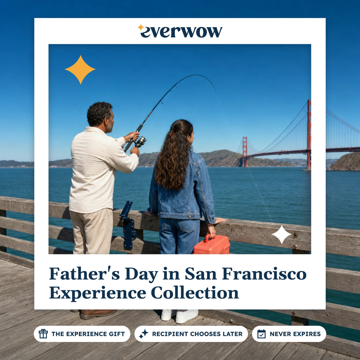 Everwow Father's Day in San Francisco Experience Collection experience gift photo in a frame, fishing off a city pier