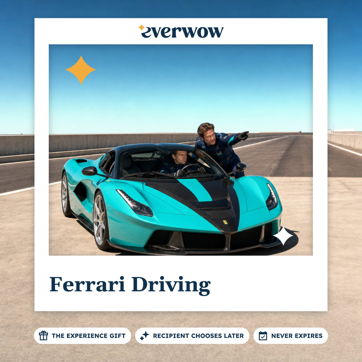 Everwow Ferrari Driving experience gift photo in a frame, sports car on a test track