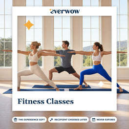 Everwow Fitness Classes experience gift photo in a frame, yoga poses in a studio