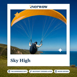 Everwow Sky High experience gift photo in a frame, paraglider launching off a bluff
