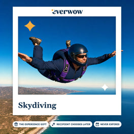 Everwow Skydiving experience gift photo in a frame, freefall over a coastline