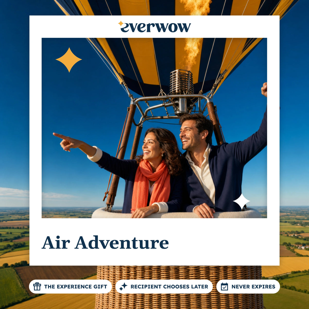 Everwow Air Adventure experience gift photo in a frame, balloon over farmland