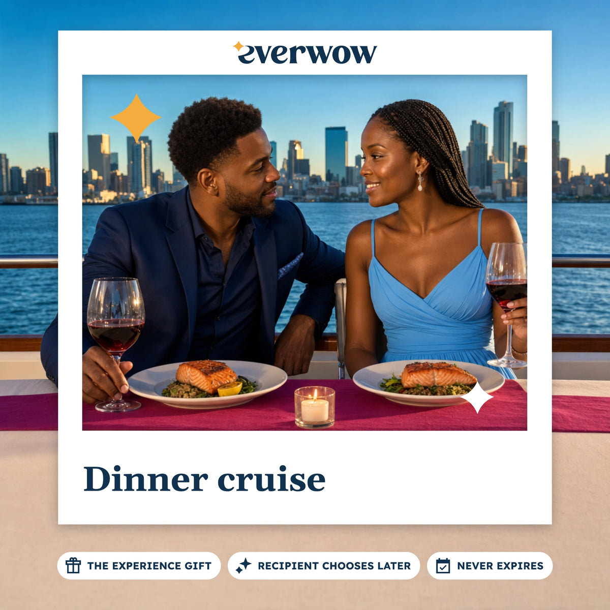 Everwow Dinner cruise experience gift photo in a frame, dinner on the harbor