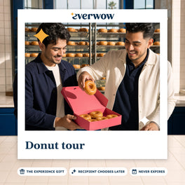 Everwow Donut tour experience gift photo in a frame, friends at a donut counter