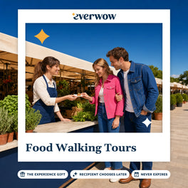 Everwow Food Walking Tours experience gift photo in a frame, tasting a sample at a market