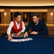 Dealer fanning cards for a first-timer at a felt casino table, Gaming Lesson experience gift