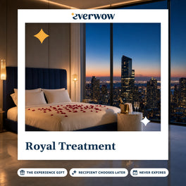 Everwow Royal Treatment experience gift photo in a frame, petal-strewn luxe suite