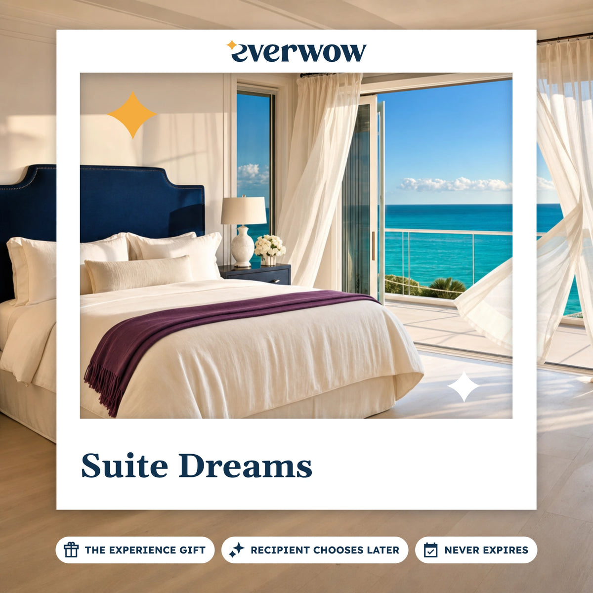 Everwow Suite Dreams experience gift photo in a frame, suite balcony over water