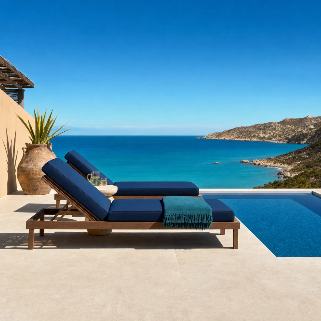 Private terrace with a plunge pool and loungers above turquoise water, Ultimate Getaway experience gift