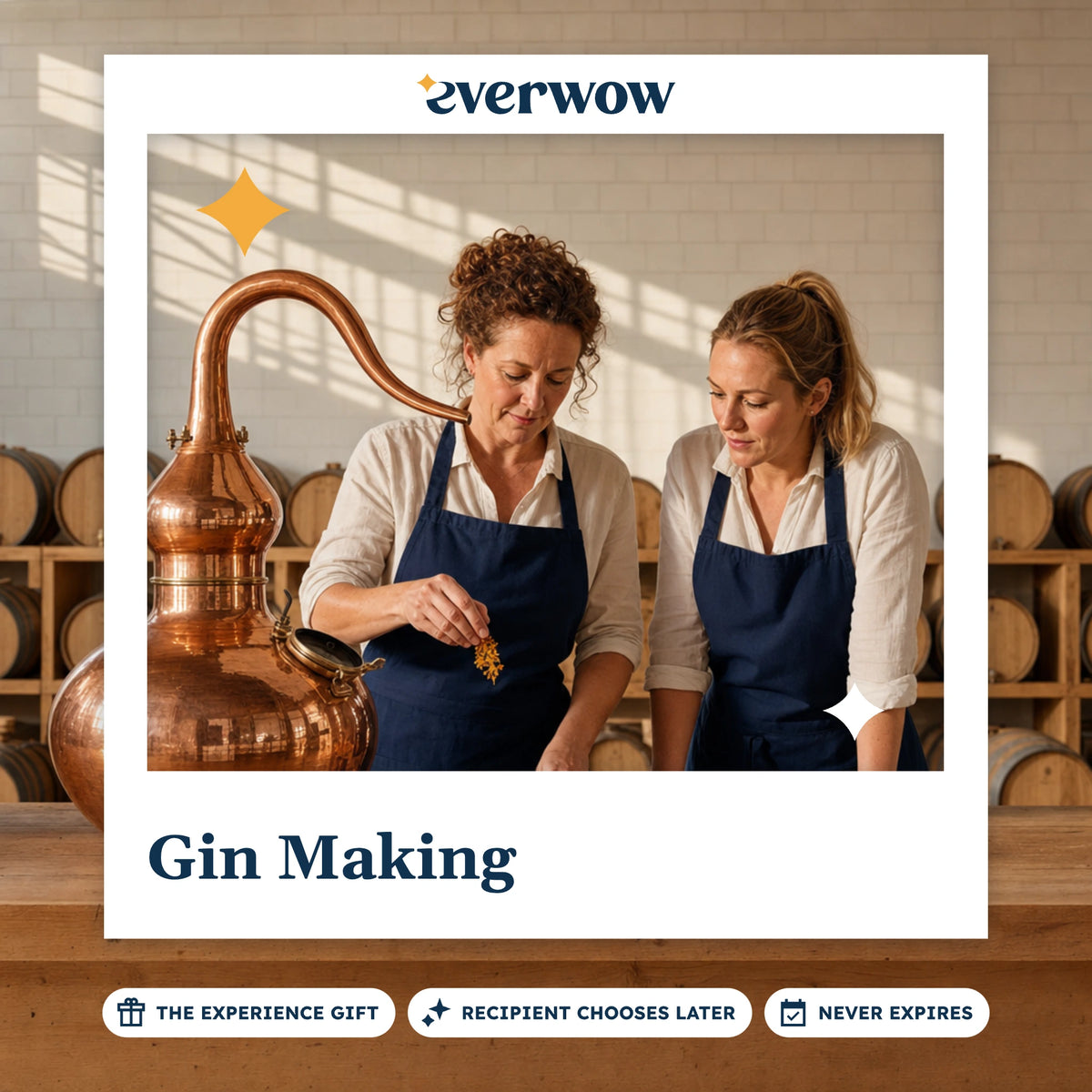 Everwow Gin Making experience gift photo in a frame, botanicals by a copper still