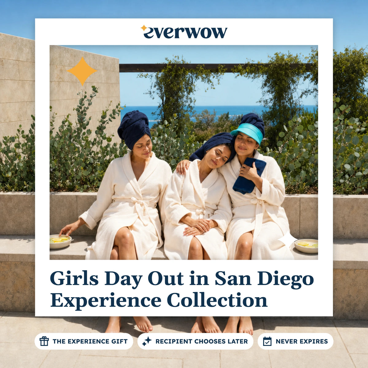 Everwow Girls Day Out in San Diego Experience Collection experience gift photo in a frame, friends at a spa courtyard