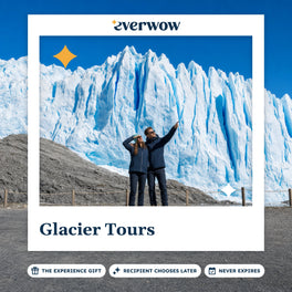 Everwow Glacier Tours experience gift photo in a frame, couple before a glacier