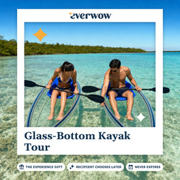 Everwow Glass-Bottom Kayak Tour experience gift photo in a frame, clear kayaks over a reef