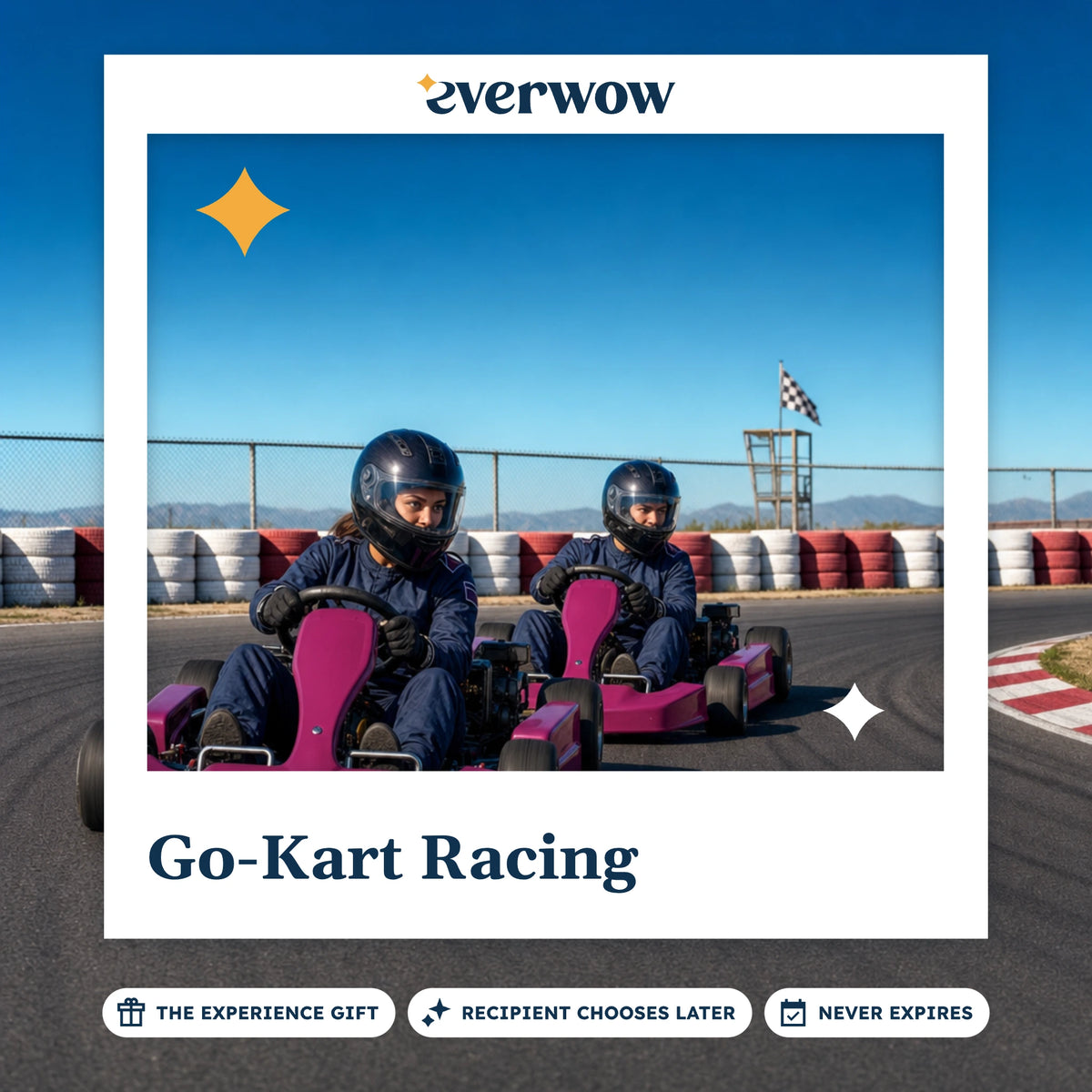 Everwow Go-Kart Racing experience gift photo in a frame, karts racing through a bend