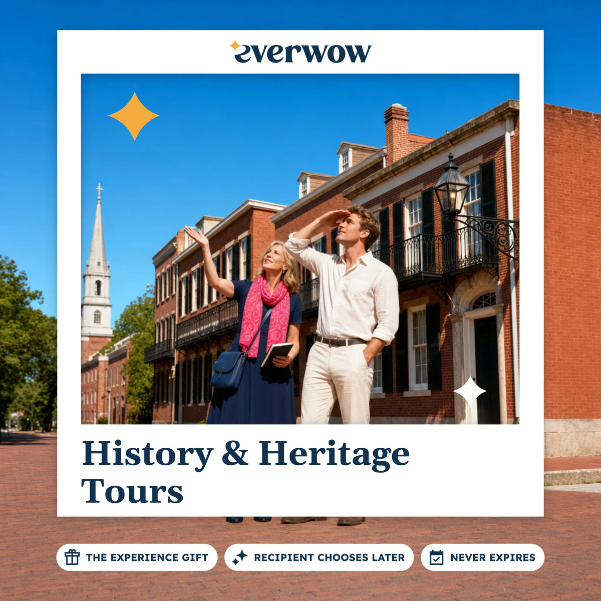 Everwow History & Heritage Tours experience gift photo in a frame, guide at a colonial facade