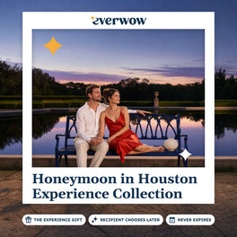 Everwow Honeymoon in Houston Experience Collection experience gift photo in a frame, bench by a reflecting pool