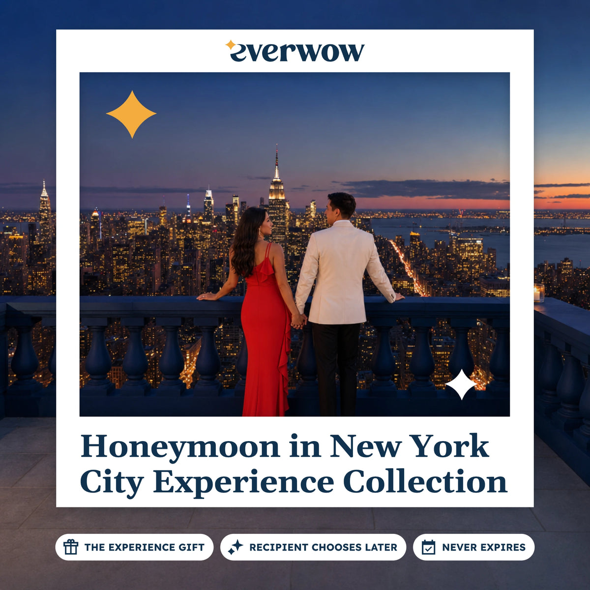 Everwow Honeymoon in New York City Experience Collection experience gift photo in a frame, terrace above city lights