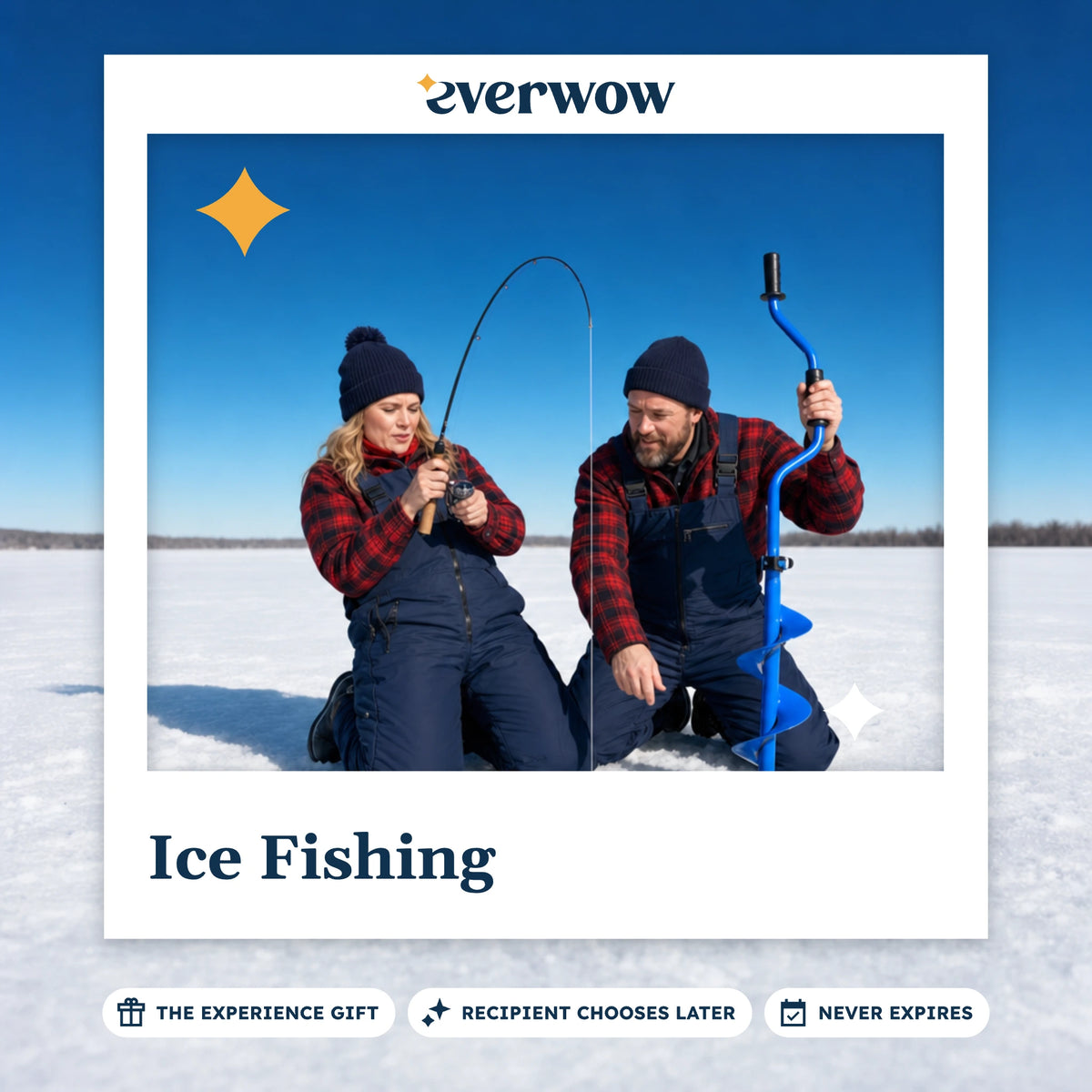 Everwow Ice Fishing experience gift photo in a frame, fishing on a frozen lake