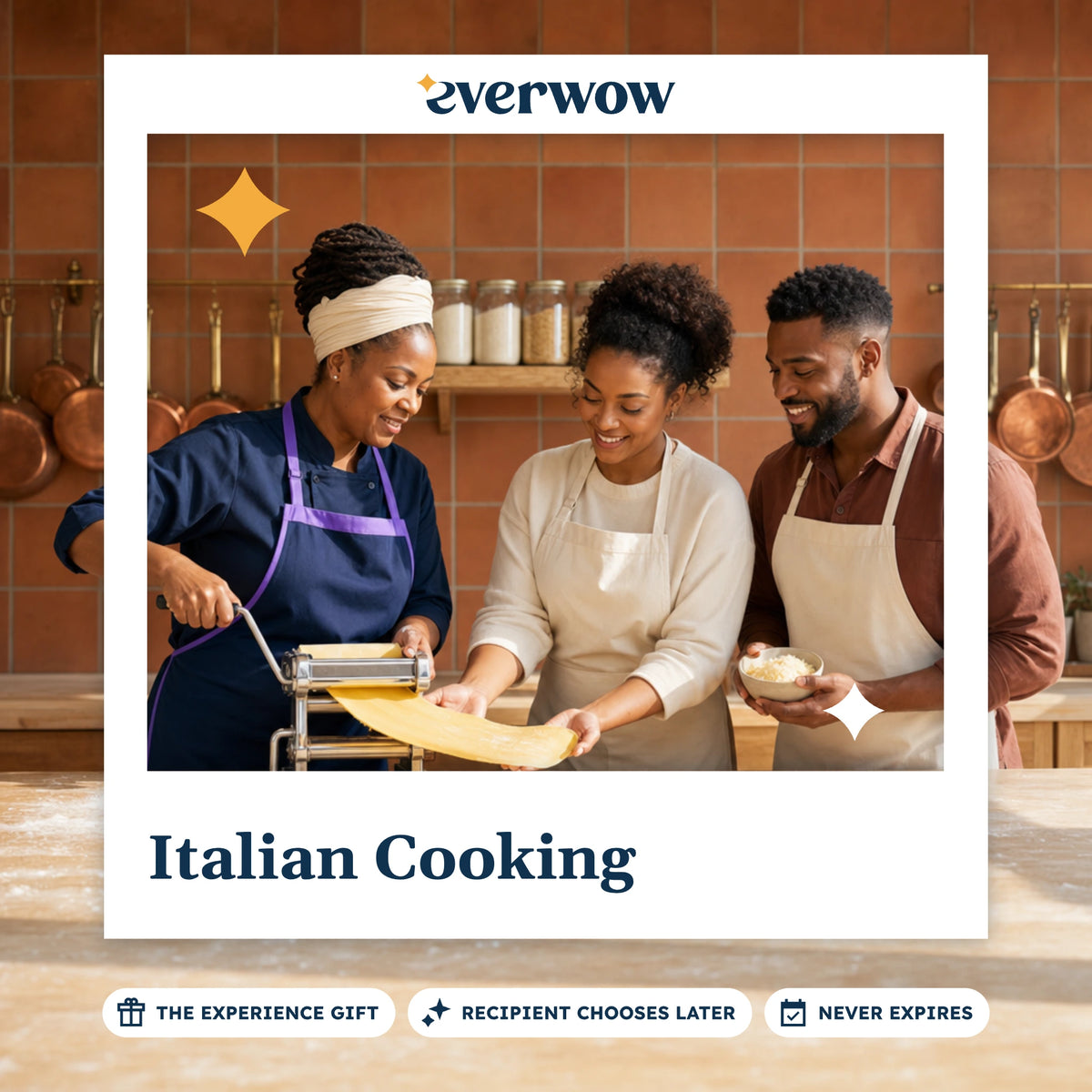 Everwow Italian Cooking experience gift photo in a frame, rolling fresh pasta