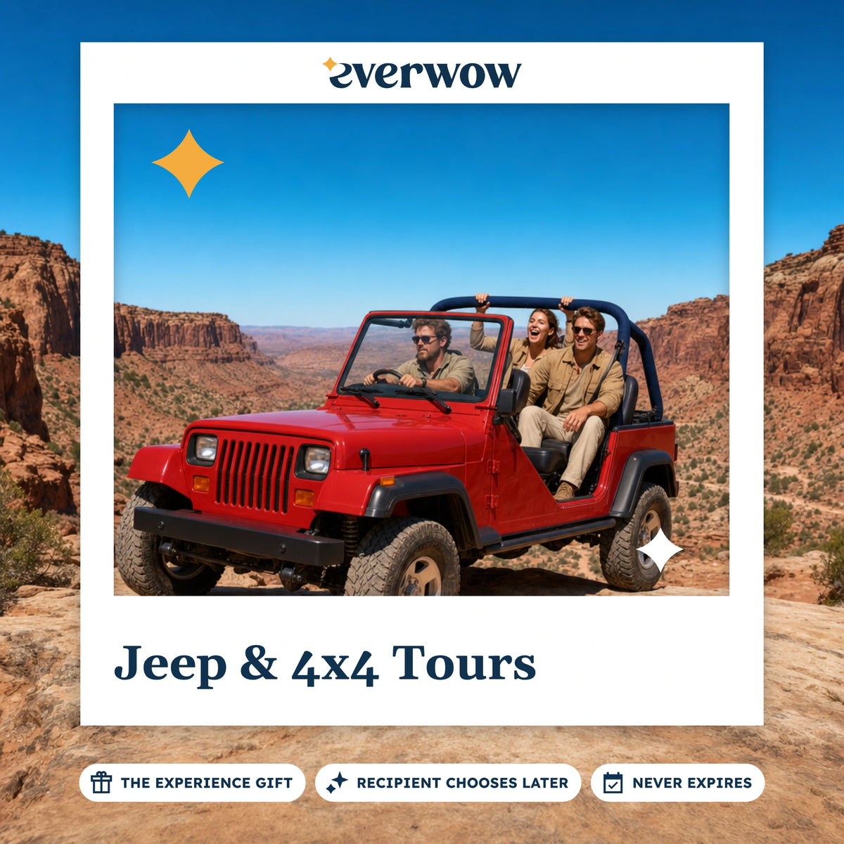 Everwow Jeep & 4x4 Tours experience gift photo in a frame, 4x4 on a canyon trail