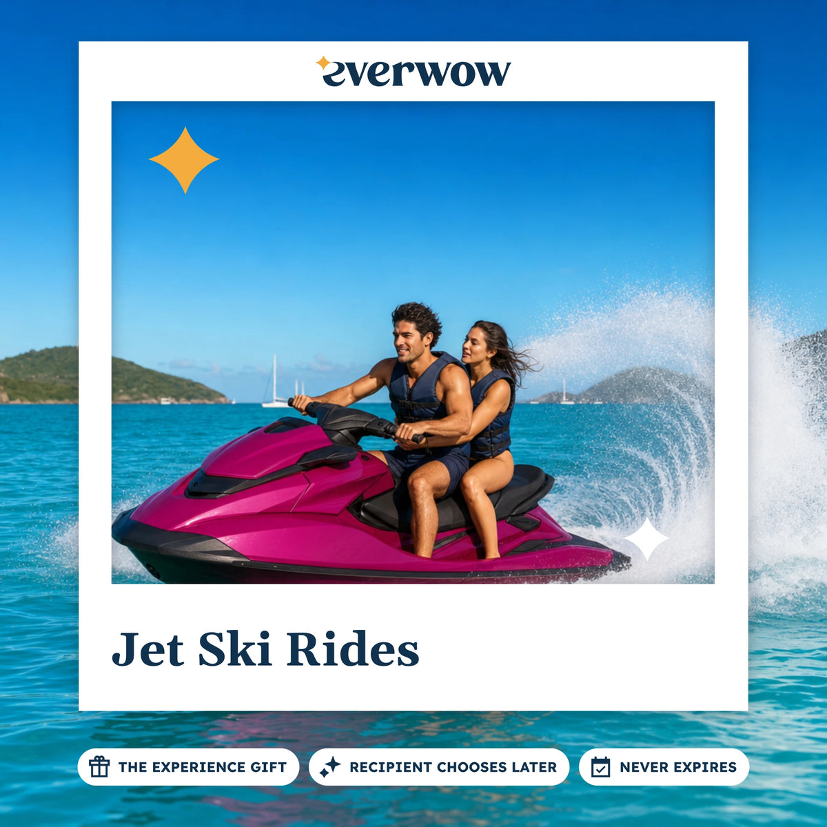 Everwow Jet Ski Rides experience gift photo in a frame, couple riding a jet ski