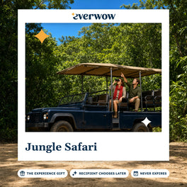 Everwow Jungle Safari experience gift photo in a frame, couple in an open safari truck