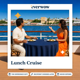 Everwow Lunch Cruise experience gift photo in a frame, couple dining on a sun deck