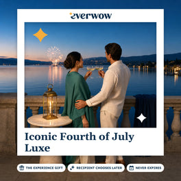 Everwow Iconic Fourth of July Luxe experience gift photo in a frame, terrace fireworks toast