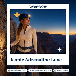 Everwow Iconic Adrenaline Luxe experience gift photo in a frame, dusk via ferrata ledge