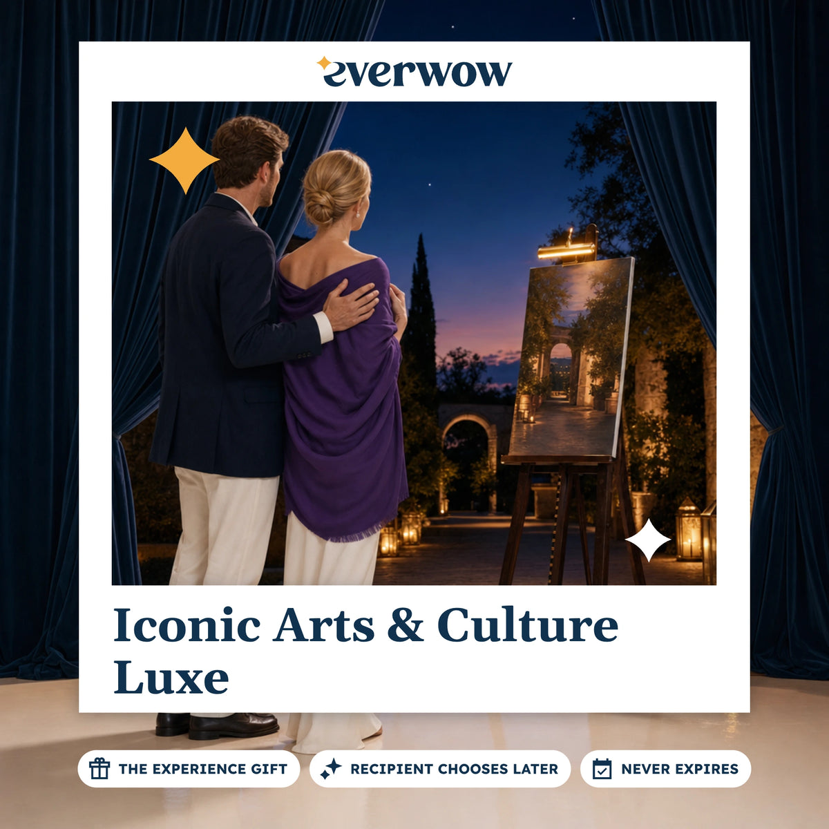 Everwow Iconic Arts & Culture Luxe experience gift photo in a frame, canvas in a courtyard at dusk