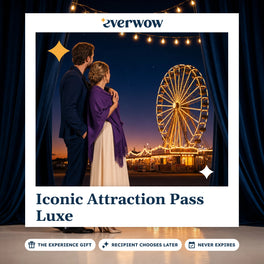 Everwow Iconic Attraction Pass Luxe experience gift photo in a frame, glowing ferris wheel at dusk