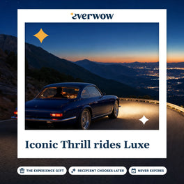 Everwow Iconic Thrill rides Luxe experience gift photo in a frame, grand tourer at dusk